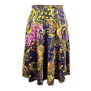 Fleischman California Vintage 80s Velour Skirt Ladies SMALL Paisley Retro Indie